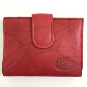 BUXTON Red LEATHER Clutch WALLET Gold Hardware NEW